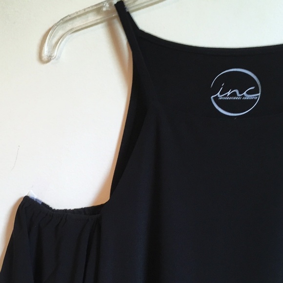 INC Cold Shoulder Top Solid Black Stretch Large - Picture 3 of 3
